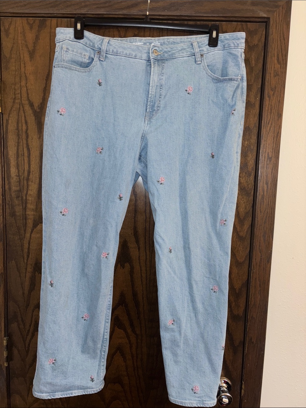 Old Navy High-Rise OG Loose Flower Embroidered Jeans size 22